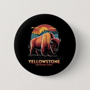 Hiking Camping Retro Yellowstone National Park Bis 6 Cm Round Badge