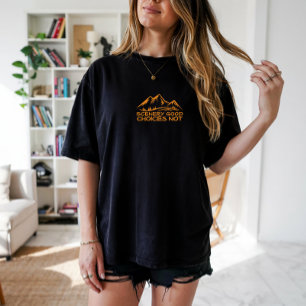 Hiking camping trekking humor black oragne T-Shirt