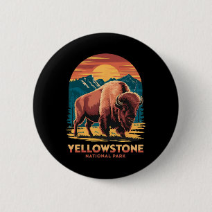 Hiking Camping Yellowstone National Park Bison Wil 6 Cm Round Badge