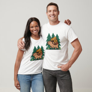 Hiking Capybara Design   Cute Outdoor Adventure  T-Shirt