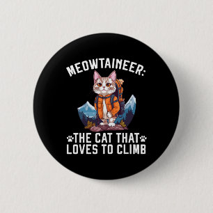 Hiking Cat Hiker Cat Owner Mountain Climbing Kitty 6 Cm Round Badge