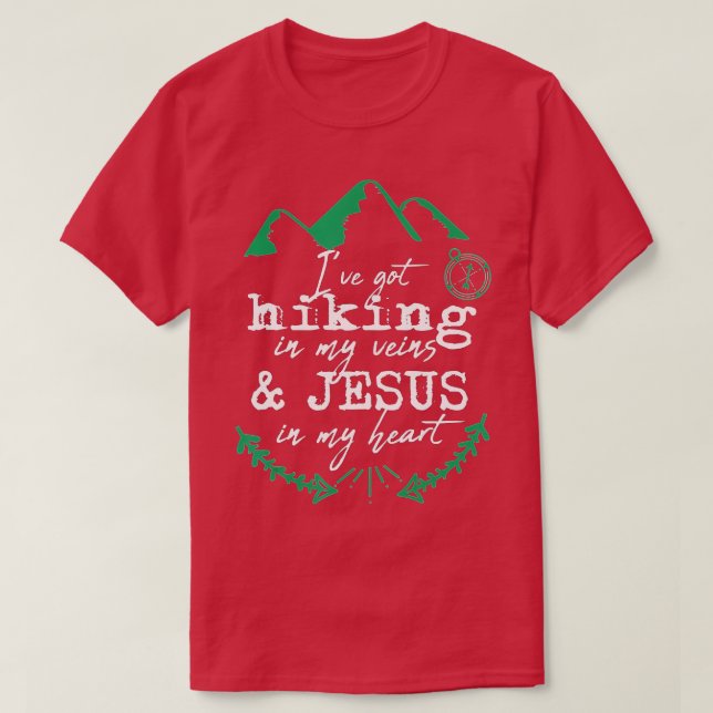 Hiking Christian Jesus Outdoor Hiker Men Women Gif T-Shirt (Design Front)