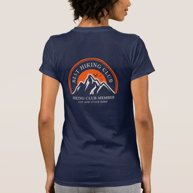Hiking Club Logo Any Name Employees T-Shirt (Back)