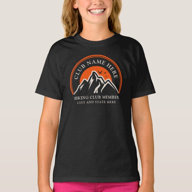 Hiking Club Logo Business Employees Custom T-Shirt (Front)