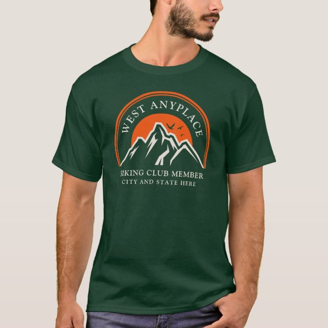 Hiking Club Logo Custom Name Office Staff T-Shirt (Front)
