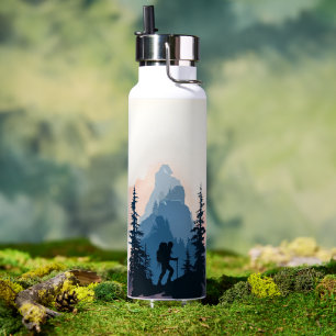 Hiking Club Mountain Silhouette Adventure Graphic Water Bottle