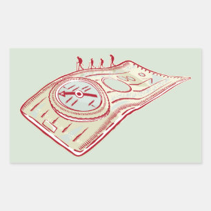 Hiking Compass Rectangular Sticker