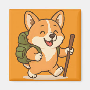 Hiking Corgi Magnets Cute Adventure Kitchen Deco