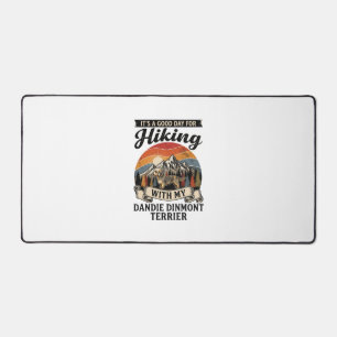 Hiking Dandie Dinmont Terrier Dog Mountain Retro S Desk Mat