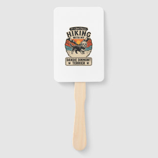 Hiking Dandie Dinmont Terrier Dog Mountain Sunset Hand Fan