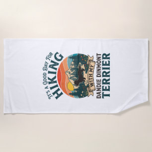 Hiking Dandie Dinmont Terrier Dog Mountains Sunset Beach Towel