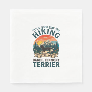 Hiking Dandie Dinmont Terrier Dog Mountains Sunset Napkin