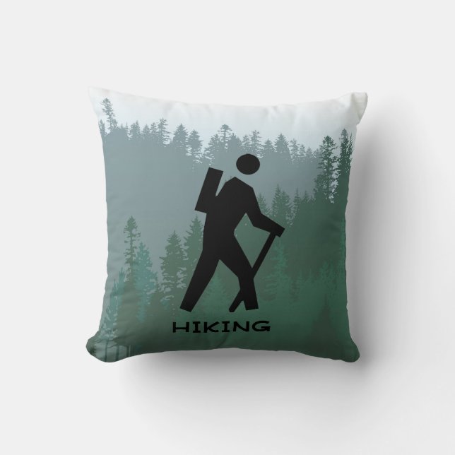 Hiking Design Throw Pillow (Front)