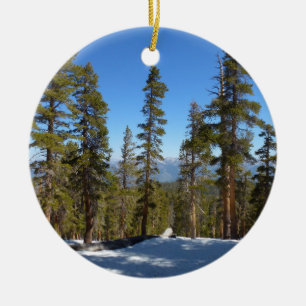 Hiking Down from Mitchell Peak at Sequoia Ceramic Tree Decoration
