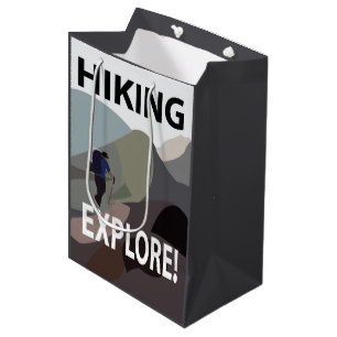 Hiking Explore Mountains Adventure Hiking  Medium Gift Bag