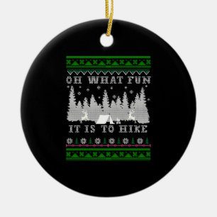 hiking fun Ugly Christmas Ceramic Tree Decoration