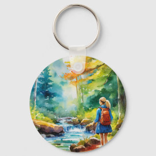 Hiking Girl Key Ring
