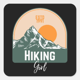 Hiking Girl Square Sticker