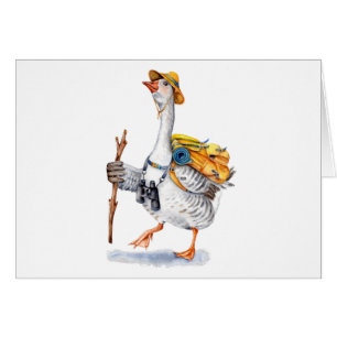 Hiking Goose with Backpack and Binoculars