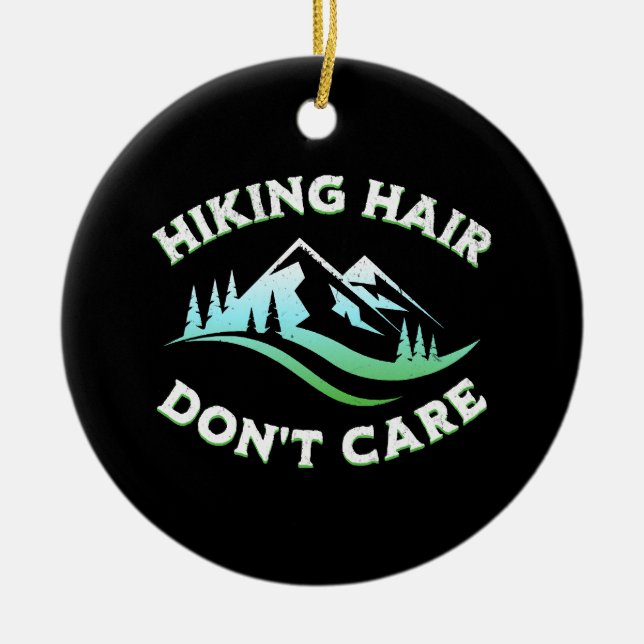 Hiking Hair Don't Care Ceramic Tree Decoration (Front)