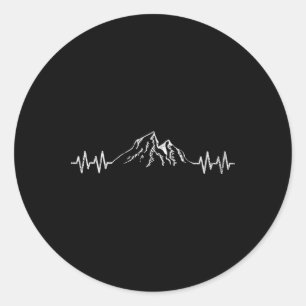 Hiking Heartbeat Vintage Mountain Climbing Climber Classic Round Sticker