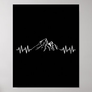 Hiking Heartbeat Vintage Mountain Climbing Climber Poster