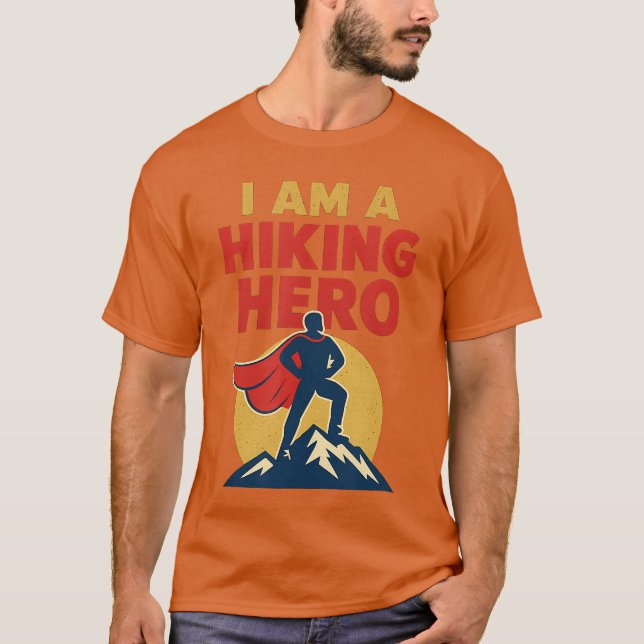 Hiking Hero Comic Mountain Adventure Design funny T-Shirt (Front)
