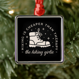 Hiking hiker girl funny quotes black metal tree decoration
