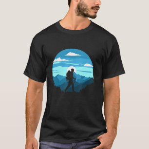 Hiking Hiker Vintage Retro Blue Sky T-Shirt