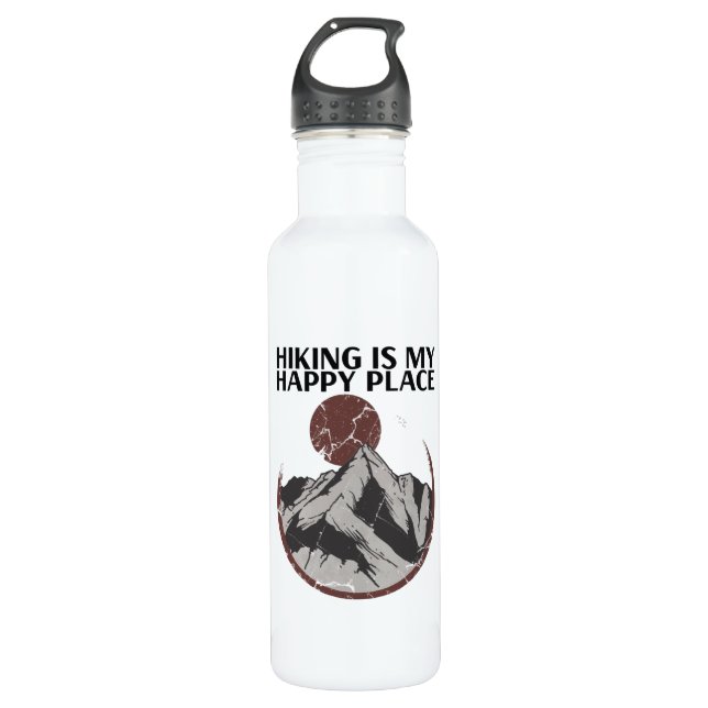 Hiking - Hiking Is My Happy Place 710 Ml Water Bottle (Front)