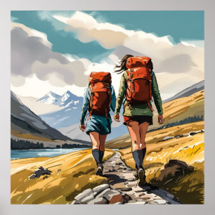 Hiking in the Scottish Highlands Print