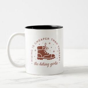 Hiking is cheaper than therapy hiker girlie Two-Tone coffee mug