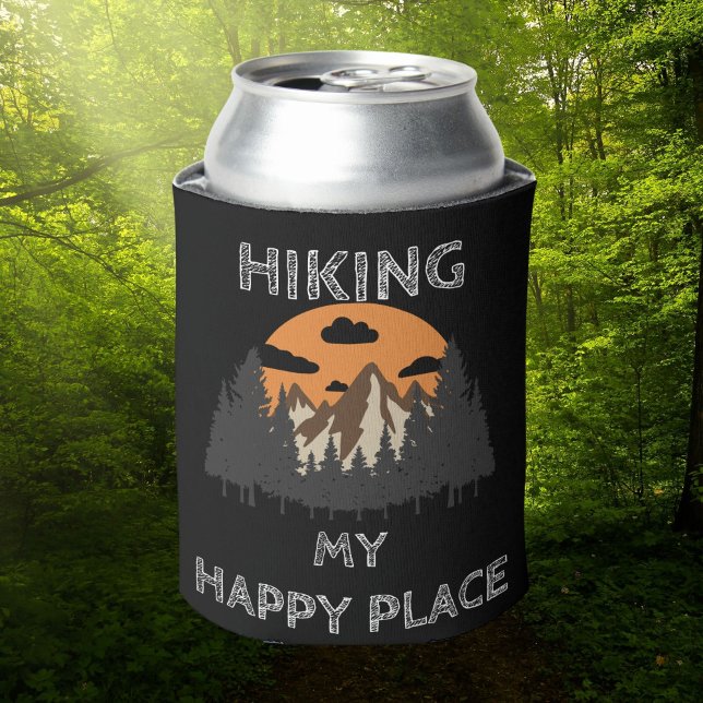 Hiking Is My Happy Place | Motivational Hiker’s  Can Cooler (Creator Uploaded)
