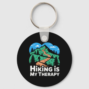 Hiking Is My Therapy Trail And Mountain Scene Key Ring