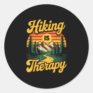 Hiking is therapy  classic round sticker