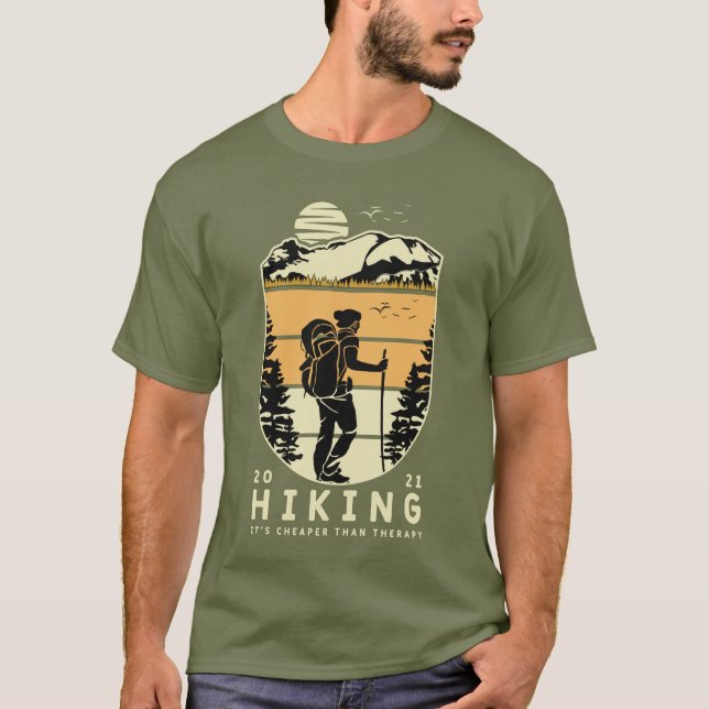 Hiking It's Cheaper Than Therapy T-Shirt (Front)