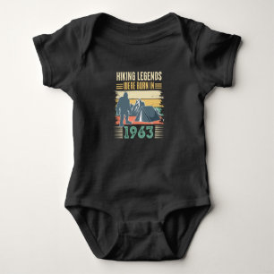 hiking legends were born in1963 baby bodysuit