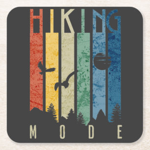 Hiking Mode Nature Outdoors Mountain Camping Funny Square Paper Coaster