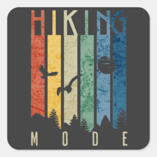 Hiking Mode Nature Outdoors Mountain Camping Funny Square Sticker