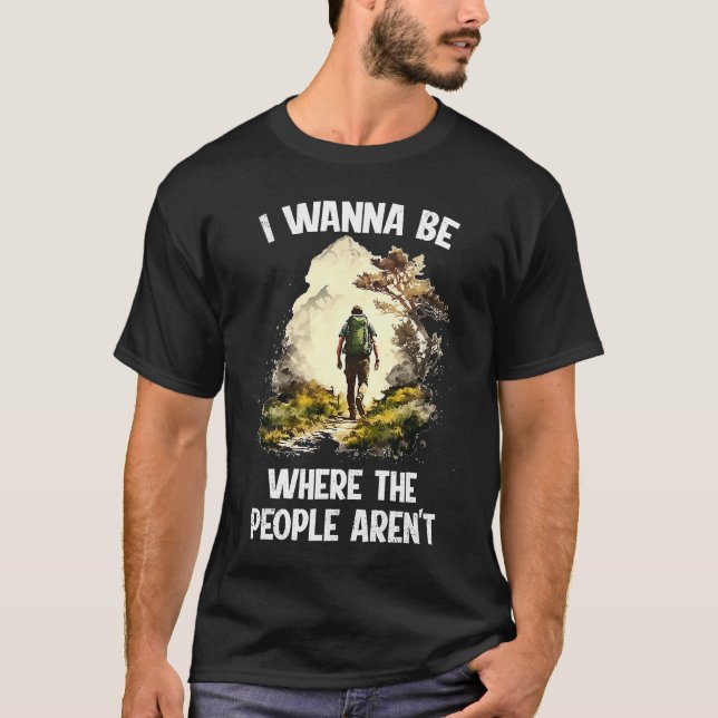 Hiking mountaineer no people peace alone walking   T-Shirt (Front)