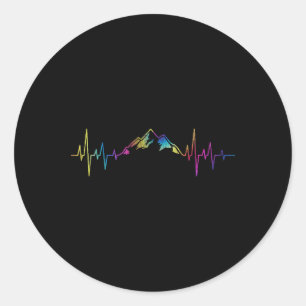 Hiking Mountains Heartbeat Hiker Adventures Tie Dy Classic Round Sticker