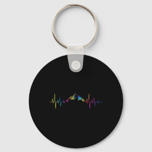 Hiking Mountains Heartbeat Hiker Adventures Tie Dy Key Ring