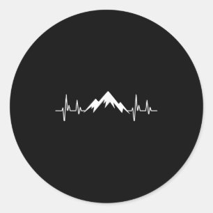 Hiking Mountains Heartbeat Line Hiker Adventure Ou Classic Round Sticker
