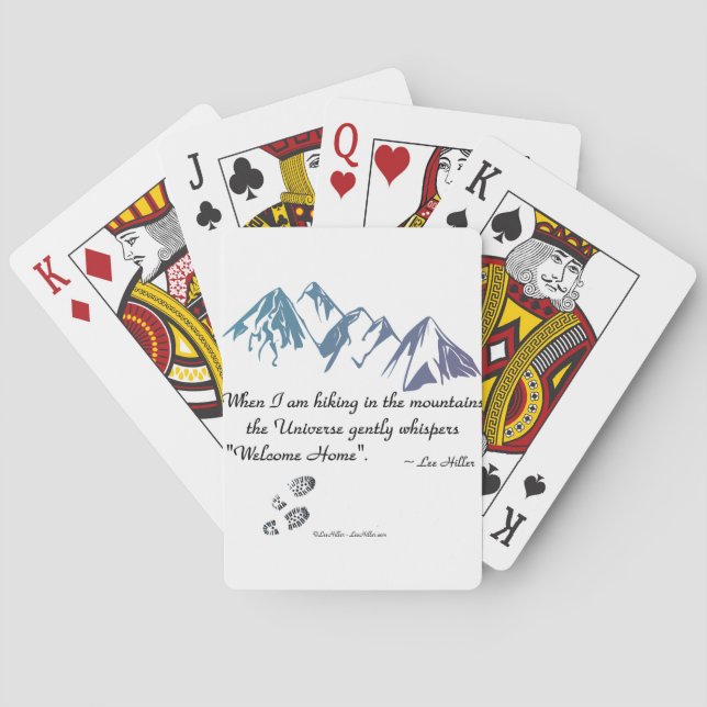 Hiking mountains Universe whispers Welcome Home Playing Cards (Back)