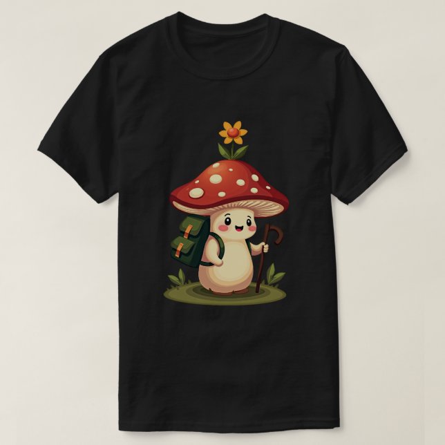 Hiking Mushroom T-Shirt (Design Front)