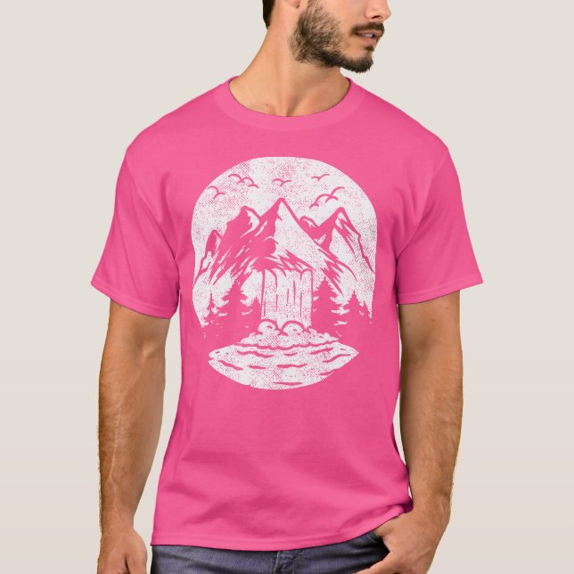 Hiking Nature Forest Waterfall Wander Hike Outdoor T-Shirt (Front)