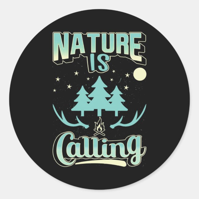 Hiking Nature Is Calling Classic Round Sticker (Front)