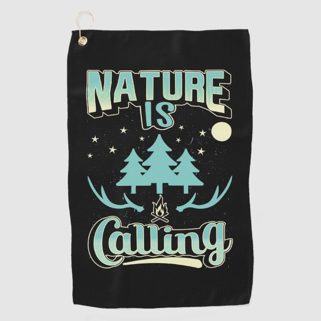 Hiking Nature Is Calling Golf Towel (Front)