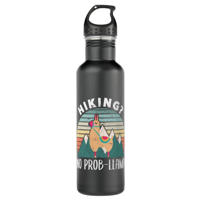 Hiking No Prob-LLama Funny Llama Alpaca 710 Ml Water Bottle (Front)