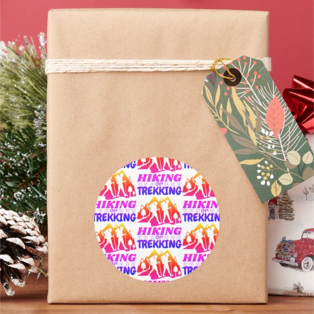 Hiking or Trekking Classic Round Sticker (Holiday)